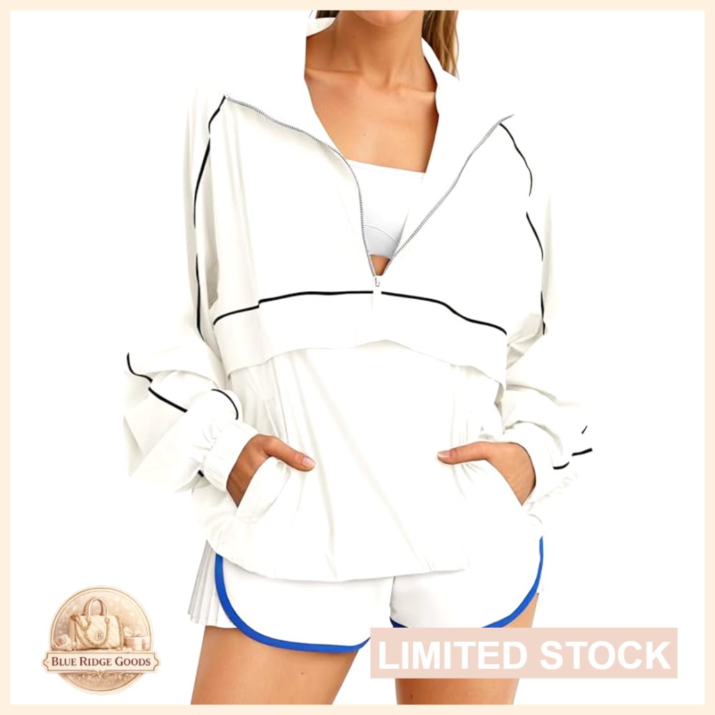Oversized Quarter Zip Pullover Lightweight Windbreaker Running Hiking Outdoor
